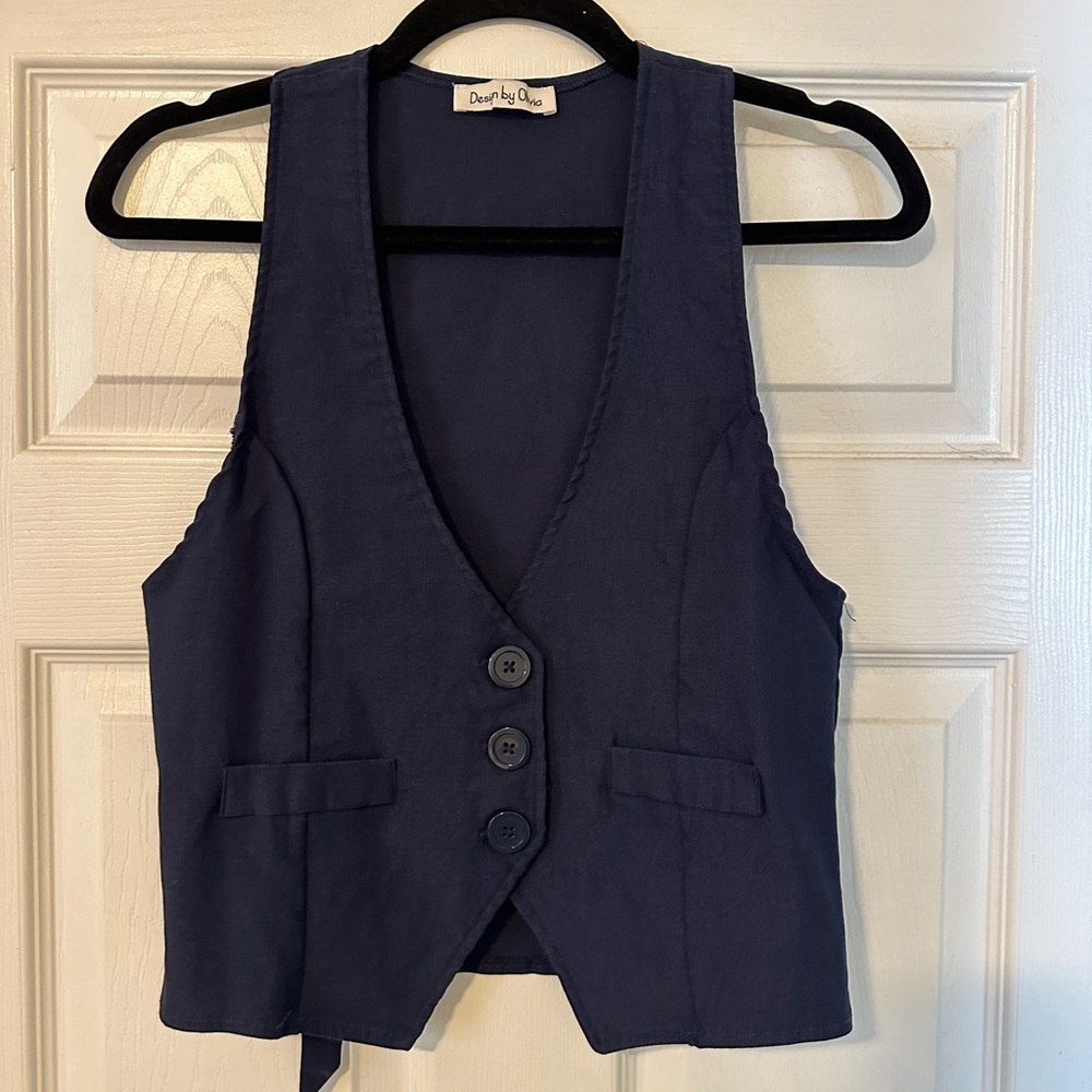 Navy Blue Buttoned Vest
